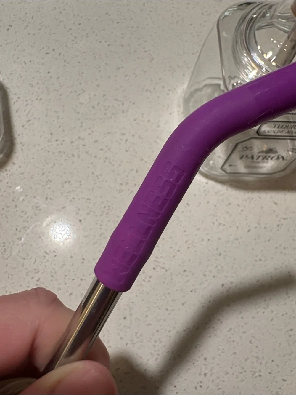 PatronTequila Drink Glasses set of Four with two metal Wellness straws included
